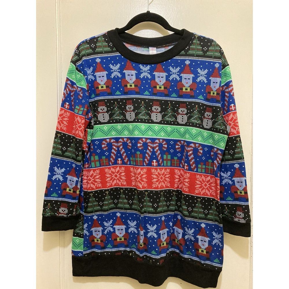 No Boundaries Christmas Sweater Womens XL (15-17) Snowman Black‎ Holiday Stretch